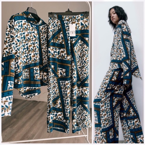 ZARA SCARF PRINT FLUID OUTFIT SIZE M - Picture 10 of 10